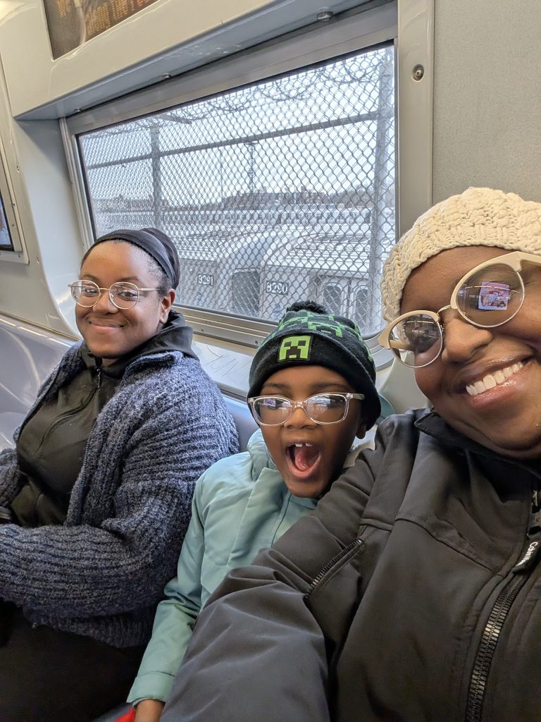 First Train ride with cousin Petal 